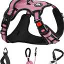 NESTROAD No Pull Dog Harness,Adjustable Oxford Dog Vest Harness with Leash,Reflective No-Choke Pet Harness with Easy Control Soft Handle for Large Dogs(Large,Pink) (Lneck 15-19" chest 19-29")