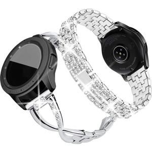 SUPOIX Compatible for Samsung Galaxy Watch 7 6 5 4 40mm 44mm /Galaxy Watch FE 2024/Galaxy Watch 42mm/Galaxy 3 41mm/Active 2 Band, 2 Pack 20mm Women Jewelry Bling Metal Replacement Strap (Silver)