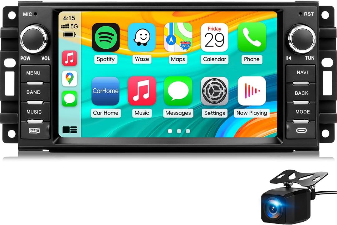 Car Radio Stereo for Jeep Wrangler JK 2007-2018,Android 15 Touch Screen CarPlay Android Auto Bluetooth GPS Navigation 2+64G Head Unit with Backup Camera