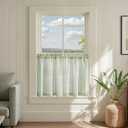 Jinchan Striped Linen Kitchen Curtains 24 Inches Length Tier Curtains Farmhouse Modern Cafe Style Small Window Treatments Airy Light Filtering Rod Pocket for Living Room Bathroom 2 Panels Sage Green