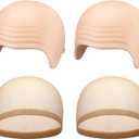 WILLBOND 4 Pcs Mardi Gras Bald Caps Makeup Latex Bald Caps Head Wig Hat Costume Accessories for Adults (Skin Color)
