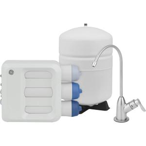 GE 3 Stage Reverse Osmosis Under Sink Water Filtration System with Faucet, Reduces Lead, Chlorine, Arsenic & More, Replace Filters (FQ18PN, FQ18MN, FQ18RT) Every 6/12 Months, GXRQ18NBN