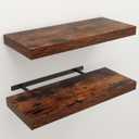 Floating Shelves for Wall, 9.3" Deep Wall Mounted Wood Shelves for Bathroom, Bedroom, Living Room, Kitchen, Hanging Shelf for Books/Storage/Room Decor (Brown, 24") Set of 2