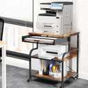3-Tier Printer Stand with Drawer, Adjustable Shelf, Rolling Casters, 23.6 x 18.9 x 30 Inch Heavy Duty Printer Cart for Home Office, Large Printers, 3D Printers, Fax & Heat Press, Brown