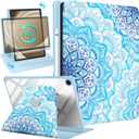 Kidcube for Samsung Galaxy Tab A9 Plus Case 11 Inch for Women Girls Folio Cover with Pencil Holder Cute Unique Design Pretty Rotating Stand Teens for Tab A9+ Plus Tablet Case SM-X210/X216/X218 (7-Blue Mandala)