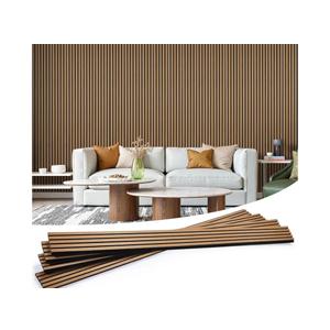 Wood Slat Wall Panels 4 Pack 94.5" x 7.9", Acoustic Wooden Panel for Wall, Soundproof 3D Fluted Panels for Interior Wall Decor, Living Room, Bedroom - Teak, Cover Approx.21 sq.ft, Teak 