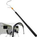 Pole with Hook, Telescoping RV Awning Carefree Parts Opener Puller Reach Rod Hook for Tent Shelter Camper Canopy Grabber Clamps Attic Pull Down, Extendable from 16" to 60" with Multi-Section Locking