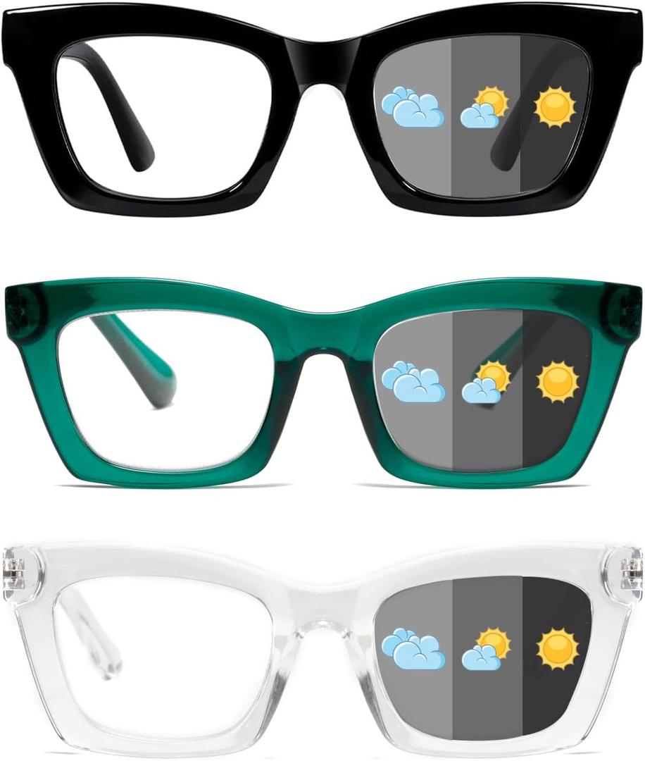Hubeye Progressive Reading Glasses For Women Fashion Style Blue Light Blocking Computer Multifocus Square Reader