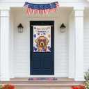 God Bless America Wood Cute Dog Balloons Stars Patriotic America 4th of July Memorial Day Independence Day House Flag Large 28X40 Inch Big Vertical Double Sided Outside Yard Outdoor Outside Holiday Decoration