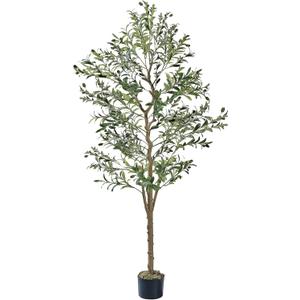 VECELO Artificial Olive Tree 6FT(72inch), Faux Olive Trees in Pot, Tall Fake Plant with Silk Leaves, Realistic Fruits and Dried Moss for Indoor Home Office Decor
