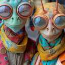 Cross & Glory - Meet The Aliens: Elara and Nox - 1000 Piece Jigsaw Puzzle for Adults | Cosmic Love Story Puzzle | Unique Alien Artwork Puzzle