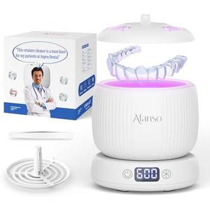 Ultrasonic Retainer Cleaner, 50kHz Retainer Cleaner Machine for Dentures, Aligners, Mouth Guards, Braces, Jewelry, 4 Modes Digital Ultrasonic Cleaners with Removable Base and Top Cover