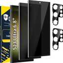 [2+2 Pack] Galaxy S23 Ultra Privacy Screen Protector, 9H Tempered Glass, Ultrasonic Fingerprint Support, 3D Curved, HD Clear Anti-Spy Film for Samsung S23 Ultra 5G Glass Screen Protector