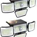 dalattin Solar Outdoor Lights, 280 LED Solar Lights Outdoor IP65 Waterproof, 4 Heads 270 Wide Angle Motion Sensor Outdoor Lights for Yard, Wall, Garage, Steps(2 Pack)