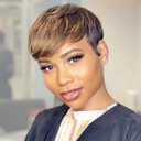 Short Pixie Cut Wigs Ombre Brown to Golden Bob Wig 100% Brazilian Human Hair for Black Women Fluffy Natural Daily Wig Medium Size (P4/27#)