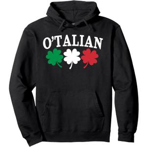 O'talian St Patricks Day Funny Irish Italian Flag O'talian Pullover Hoodie, 2XL, Black