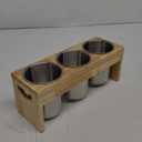 Flatware Caddy Stainless Steel Cutlery Holder with Wood Base