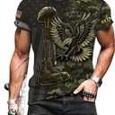 Veteran Army T-Shirt US Military Pride American Flag Vintage Jersey, Army Shirts for Men Memorial Day Idea, Medium