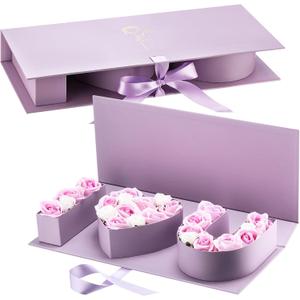 Engrowtic 2 Pack I Love You for Flowers Empty Mother's Day Boxes ''i Love U'' Letter Floral Fillable Box Empty Cardboard Gift Box with Lids for Wedding, Birthday, Mother's Day Packing(Purple)