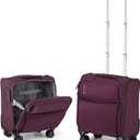 Hanke 16 Inch Underseat Carry On Luggage with Spinner Wheels Airline Approved, Small Rolling Suitcase Softside Underseater Lightweight TSA Travel Roller Suitcase Carry-On Bag(Purple)