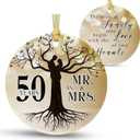 50th Anniversary Wedding Ornament 2025 Christmas Hanging for Couple,50 Years as Mr and Mrs Presents,Xmas Wedding Gift for Parents,Ceramic Ornament for 50th Husband&Wife Married (2.9")