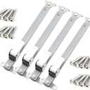 Casement Window Hinges, Stays, Stopper, Brace, Lock - Windproof Support, Sprayed Silver Style, Flat Fixed Base, 03 Model, 2 Pair