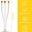 Goodluck 36 Pack 6.5 oz Plastic Gold Glitter Champagne Flutes with Gold Rim, Disposable Champagne Toasting Glasses for Wedding, Engagement, Party, Mimosa Bar
