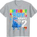 Kids 2 Year Old Shirt 2nd Birthday Boy T Rex Dinosaur T-Shirt 3T