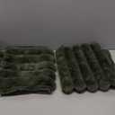 FUTEI Olive Green Decorative Throw Pillow Covers 24x24 Inch Set of 2, Square Soft Faux Rabbit Fur Big Striped Cushion Cover,Home Decor for Couch Sofa Bed Living Room