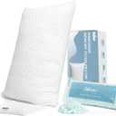 Queen Size Bed Pillow for Sleeping Shredded Memory Foam Adjustable Loft Pillows with Cooling Washable Pillow Case, 20x30 inches (Queen 1-Pack, White)