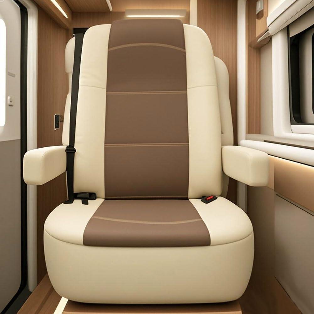 BeadChica 2 Pack RV Seat Covers for Captains Chairs,Motorhome Seat Covers for Class-A RV Seat with Arm Rest Covers (Brown)