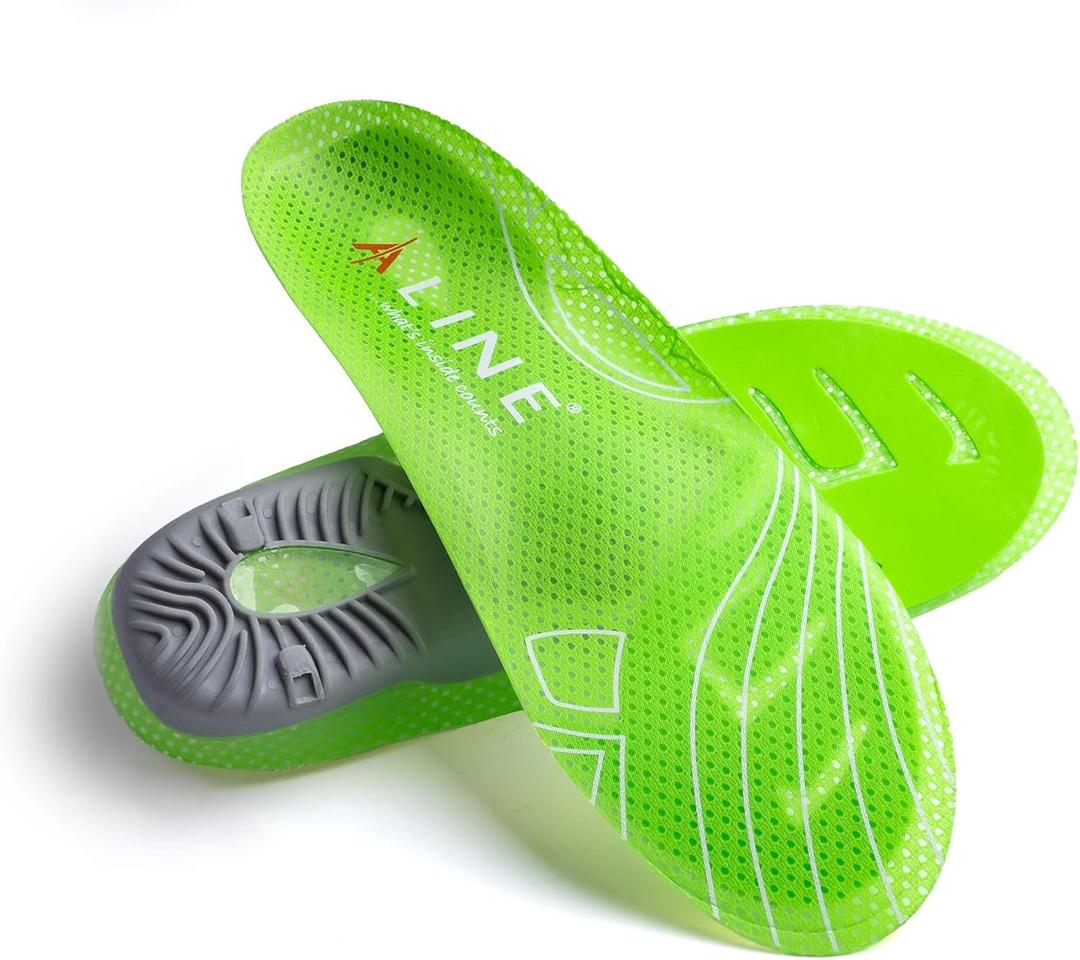 ALINE Traction Shoe Inserts Flat Foot Athletic Shoe Insole, Plantar Fasciitis, Arch Support Insoles for Men and Women. Green - Men 8-9 / Women 9-10 / EU 40.5-42