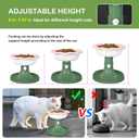 Adjustable Ceramic Elevated Cat Bowls, 30° Tilted Raised Cat Bowls, Neck Protection, Whisker-Friendly, Leak Proof for All Age Cats & Dogs, Lace (Pinkish Green)
