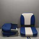 Boat Seats 2 Pack, Skureay Low/High Back Fishing Folding Boat Seat Waterproof Captain Boat ChairBoatseat 2 Pack Suitable for Jon/Pontoon/Canoe/Bass Tracker Boat seats-UNIQUE Color Design (Blue/White)