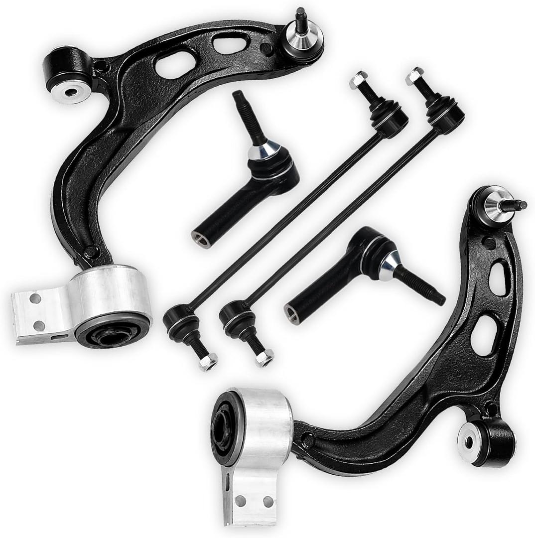 MS401121 MS401122 6Pcs Suspension Kit Assembly Fit For Ford 2010-2012 FLEX/TAURUS, for LINCOLN 2010-2012 MKS/MKT, 2 Front Lower Control Arm, 2 Sway Bar End Link, 2 Front Outer Tie Rod End Link