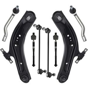 8pcs Front Lower Control Arms with Ball Joints Sway Bar Links Tie Rod Ends Suspension Kit for 2017-2019 Nissan Qashqai,for 2014-2019 Nissan Rogue