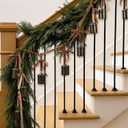 3.94 ft Christmas Cowbells Garland Velvet Bow Cowbells Hanging Decor Christmas Rustic Bronze Vintage Jingle Bells String for Xmas Wall Door Window Fireplace Decoration(Brown)