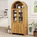 Garvee 71 in Tall Arched Cabinet with Doors, Arched Kitchen Pantry Cabinet with a Hidden Drawer, Adjustable Shelves, Modern Display Storage Cabinets for Living Room, Dining Room