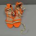 Allegra K Women's Open Toe Color Block Heel Lace Up Sandals (Orange), 7
