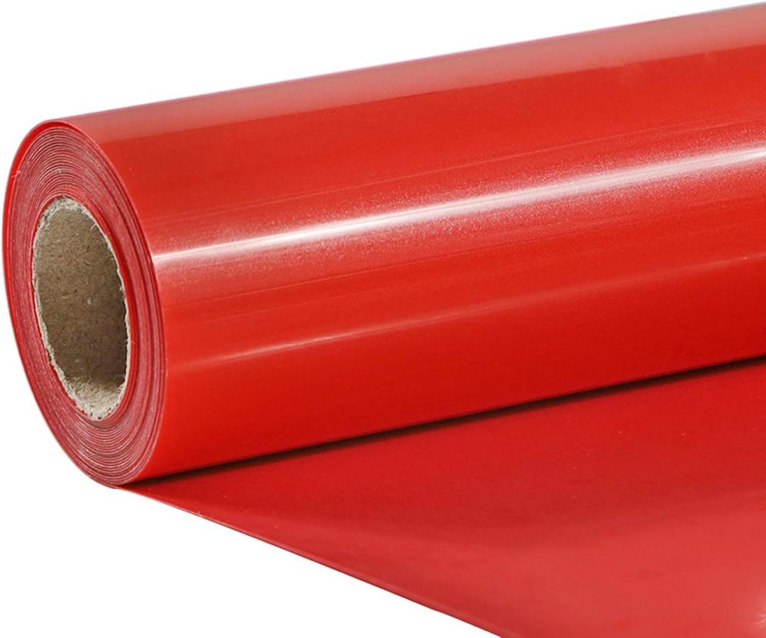 TUMIYA Red Heat Transfer Vinyl HTV Rolls, 12" x 8ft Red Iron on Vinyl for T-Shirt, Glossy Adhesive HTV Vinyl for Heat Press DIY Design Easy to Cut