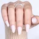 2 x White Press On Nails Almond - White Almond Fake Nails | Short Press On Nails Reusable Stick On Nails in 16 Sizes, 32pcs False Nail Kit for Women & Girls