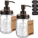 Amolliar Mason Jar Liquid Soap Dispensers, Rustproof Stainless Steel Mason Jar Lid Pump, Refill Hand Soap, Lotions, Dish Soap, Liquid Soap, Bath Soap, Farmhouse Decor for Bathroom, Kitchen 2PC(Bronze)