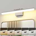 Brushed Nickel Vanity Light 24", 5CCT Dimmable LED Bathroom Light Bar, 18W Wall Mount Fixture with Adjustable Angle & ETL Driver Modern Lighting for Bathroom, Powder Room, Bedroom