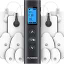 AVCOO 30 Modes TENS EMS Unit Compact Muscle Stimulator for Pain Relief of Back, Shoulder, Neck, Rechargeable & Portable Dual Channel EMS Muscle Stimulator with 30 Intensity Levels, 12 Electrode Pads (Black)