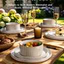 Stoneware Plates and Bowls Dishes Sets for 6 (18-Piece), Famiware Premium Handcrafted Reactive Glaze Dinnerware Set with Raised Rim, Scratch Resistant, Microwave Dishwasher Safe, Cappuccino White