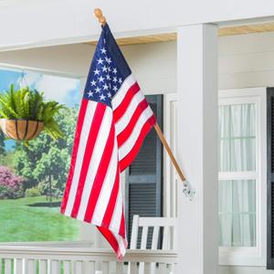 Evergreen Flag Solid Wood 56 Flag Pole with 2 Adjustable Ring Clips and Spinning Anti-Wrap Tube | Weatherproof Outdoor Outside Wall Mounted | Pole Only