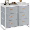 SONGMICS Kids Dresser with 6 Drawers, Boys Girls Dresser, with Water-Resistant Tabletop, Storage Organizer Cabinet, for Bedroom Hallway, Gray UGKR101G01 (Grey)