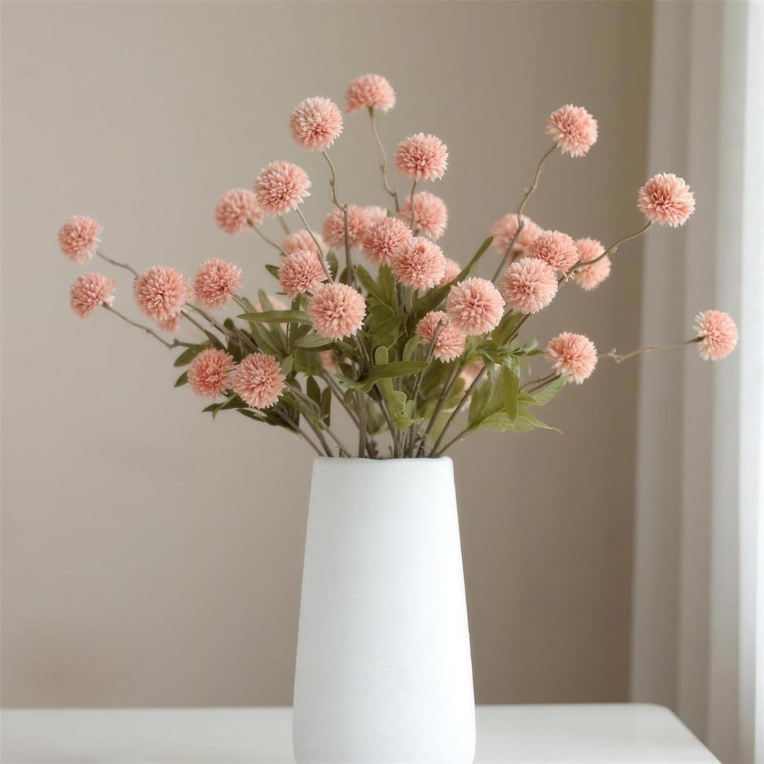 Artificial Flowers for Vases 20 Inch 10 Stems, Silk Dried Fake Mums Bouquet Indoor Faux Floral Arrangements for Decoration (Pink)