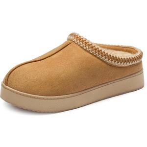 Zizor Women's Fuzzy Cozy Slippers Genuine Suede Indoor Outdoor Fluffy Home Comfy Winter Slip On Cute Warm Memory Foam Furry Shoes, Size US 9