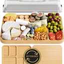 Charcuterie Board with Lid - Reversible, 2-in-1 Travel Portable Cheese Board for Picnics & Entertaining - Housewarming Gift Set Idea - Covered Snack Serving Tray - Large Food Platter (Natural Bamboo Wood)